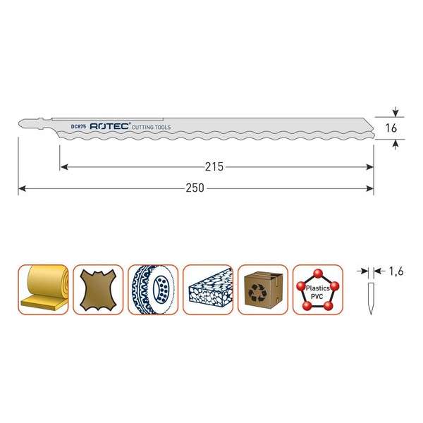 Decoupeerzagen DC875 / T1013AWP 250x16x1,0mm. (2st.) Decoupeerzagen DC875 / T1013AWP 250x16x1,0mm. (2st.)