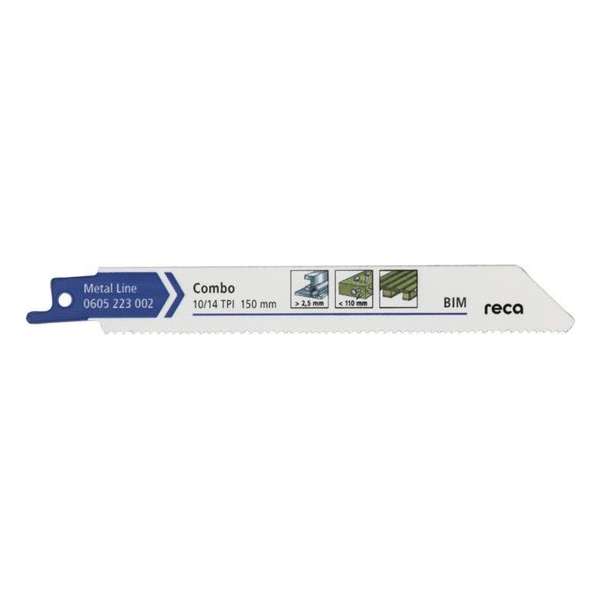 Reca Reciprozaagblad metaal Combo 10/14 150 mm BiM hout en metaalresten bijv. pallets tot 130 mm (25 stuks) Reca Reciprozaagblad metaal Combo 10/14 150 mm BiM hout en metaalresten bijv. pallets tot 130 mm (25 stuks)