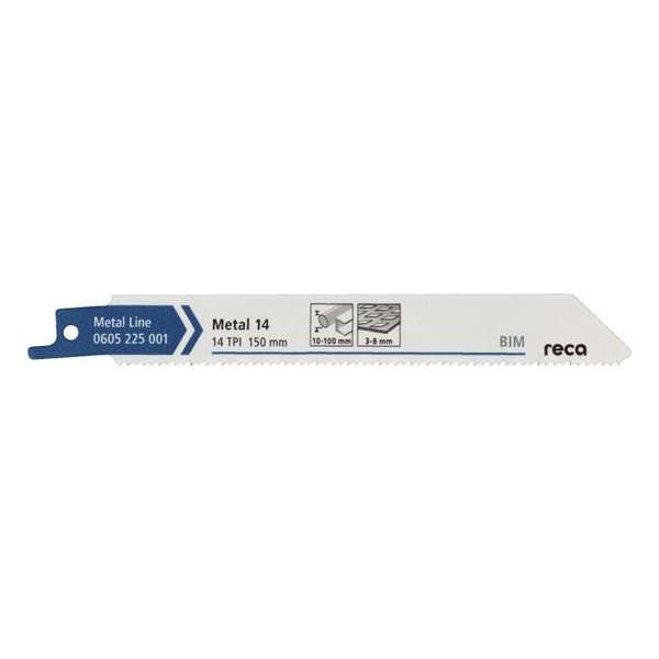 Reca Reciprozaagblad metaal Metal 14 150 mm BiM Dikke platen (3-8 mm), massieve buizen / profielen (25 stuks) Reca Reciprozaagblad metaal Metal 14 150 mm BiM Dikke platen (3-8 mm), massieve buizen / profielen (25 stuks)