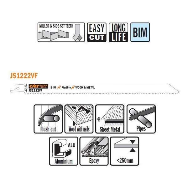 Bi-metaal reciprozaagblad 300 x 19 mm. 10-14tpi (5 stuks) Bi-metaal reciprozaagblad 300 x 19 mm. 10-14tpi (5 stuks)
