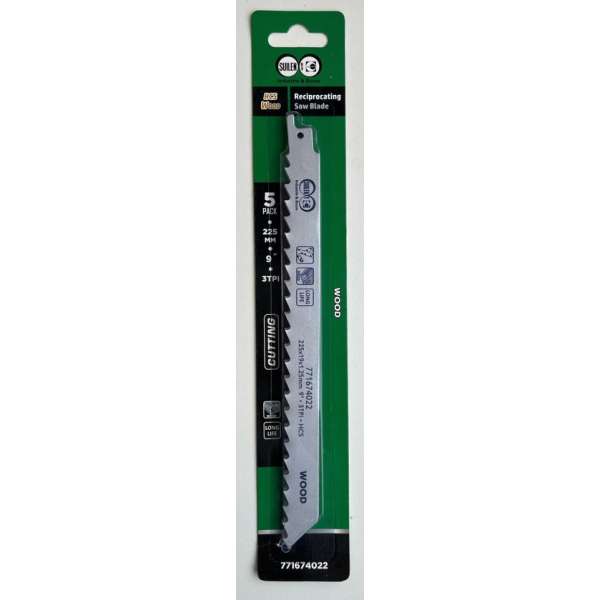 Suilen Reciprozaagbladen - 225mm - hout - set 5 stuks Suilen Reciprozaagbladen - 225mm - hout - set 5 stuks