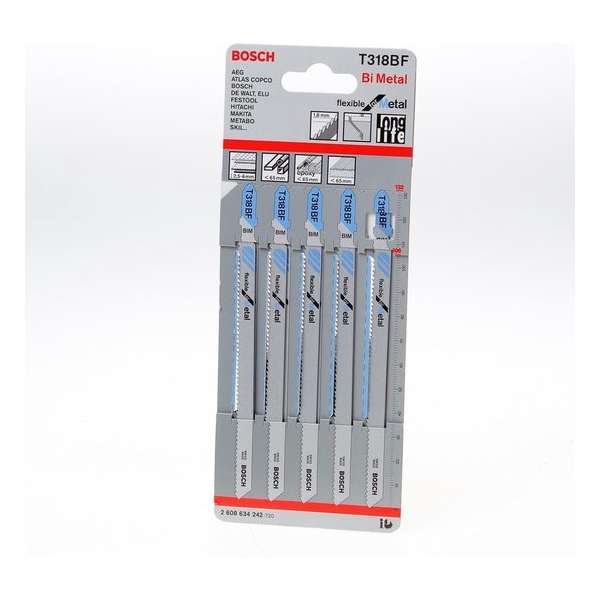 Bosch Decoupeerzaagblad metaal T 318 BF blister van 5 bladen Bosch Decoupeerzaagblad metaal T 318 BF blister van 5 bladen