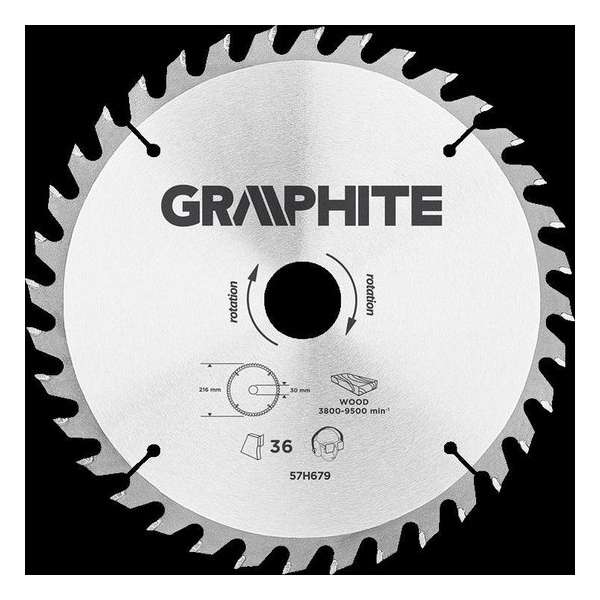 GRAPHITE Cirkelzaagblad 216 mm, 36 tands, Hout