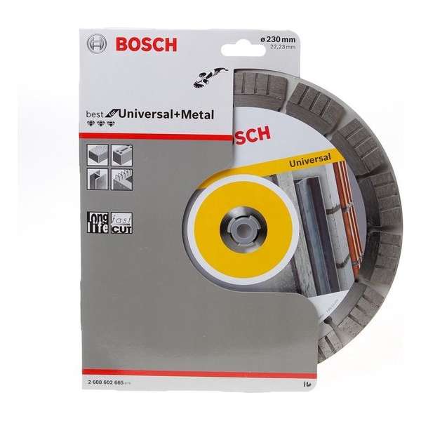 Bosch Diamantschijf Best for Universal and Metal diameter 230 x asgat 22.2mm Bosch Diamantschijf Best for Universal and Metal diameter 230 x asgat 22.2mm