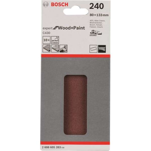 Bosch - 10-delige schuurbladset 80 x 133 mm, 240 Bosch - 10-delige schuurbladset 80 x 133 mm, 240