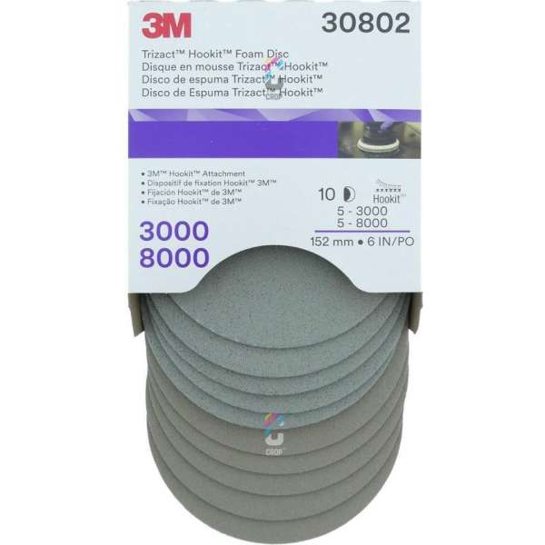 3M 30802 Trizact Schuurschijven KIT 150mm - 5x P3000 + 5x P8000 3M 30802 Trizact Schuurschijven KIT 150mm - 5x P3000 + 5x P8000