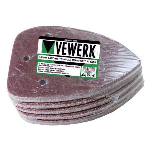 Driehoek schuurschijven met klitteband 140 x 100 mm verschillende korrel groftes 50 stuks Driehoek schuurschijven met klitteband 140 x 100 mm verschillende korrel groftes 50 stuks