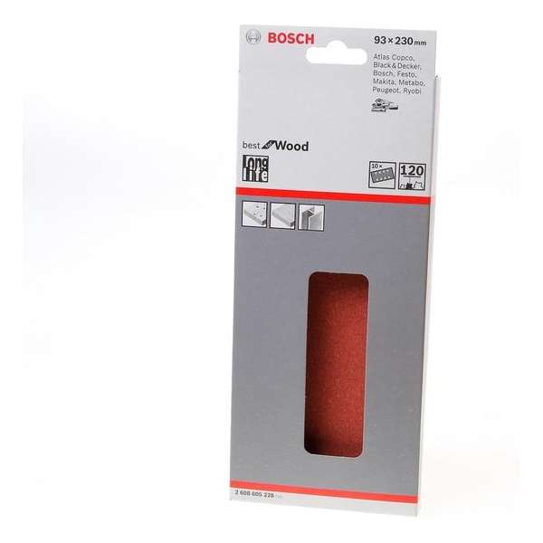 Bosch Schuurvel wood and paint 93 x 230mm K120 blister van 10 vellen Bosch Schuurvel wood and paint 93 x 230mm K120 blister van 10 vellen
