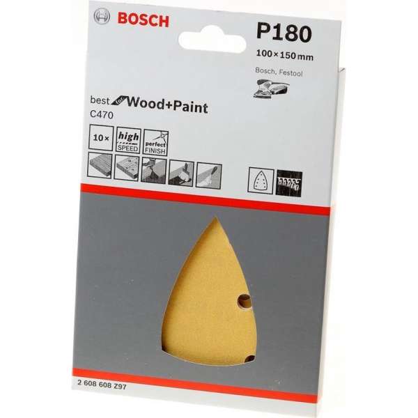 Bosch Schuurvel 7-gats C470 delta 100 x 150mm K180 (Prijs per doos)