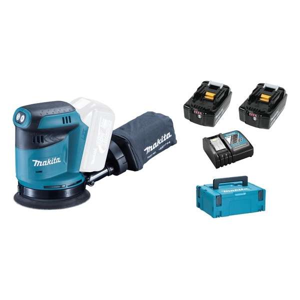 Makita DBO180RMJ 18V Li-Ion Accu excentrische schuurmachine set (2x 4.0Ah accu) in Mbox - 125mm Makita DBO180RMJ 18V Li-Ion Accu excentrische schuurmachine set (2x 4.0Ah accu) in Mbox - 125mm