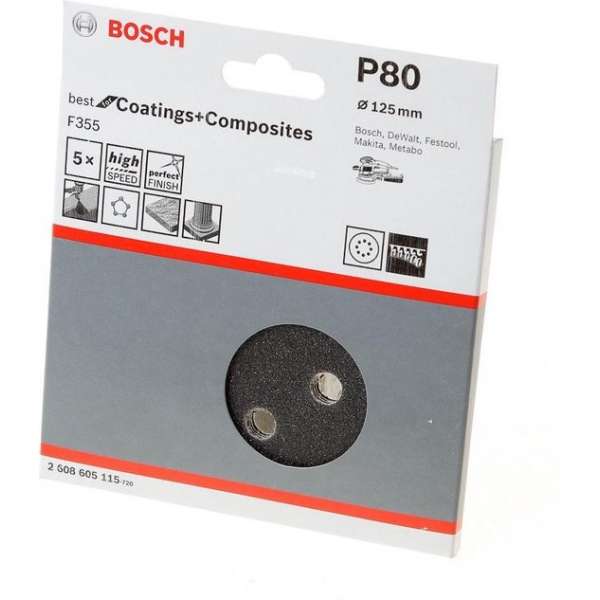 Bosch Schuurschijf coating and composites diameter 125mm K80 blister van 5 schijven