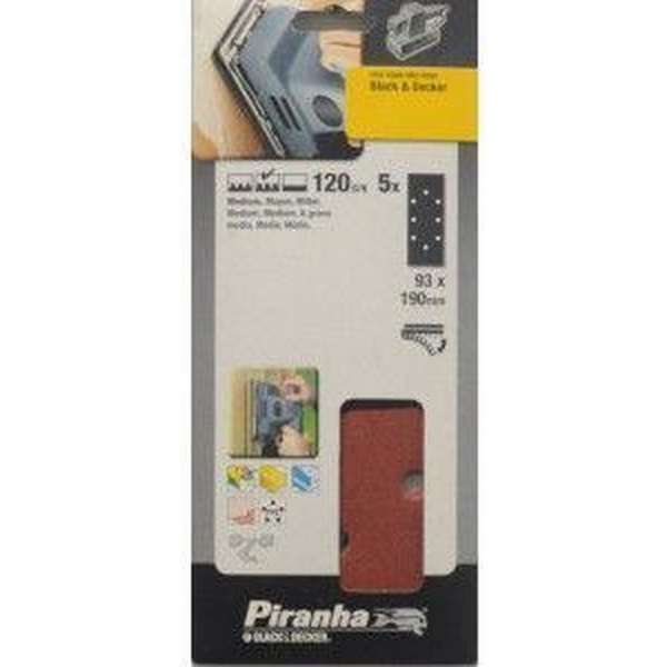Piranha Schuurstroken 187 x 93 mm zelfhechtend, 120K 5 stuks X31522 Piranha Schuurstroken 187 x 93 mm zelfhechtend, 120K 5 stuks X31522