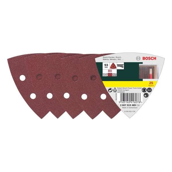Bosch 25-delige schuurbladenset voor deltaschuurmachines - korrel 80 Bosch 25-delige schuurbladenset voor deltaschuurmachines - korrel 80