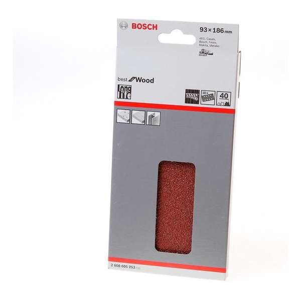 Bosch Schuurvel wood and paint 93 x 185mm K40 blister van 10 vellen Bosch Schuurvel wood and paint 93 x 185mm K40 blister van 10 vellen