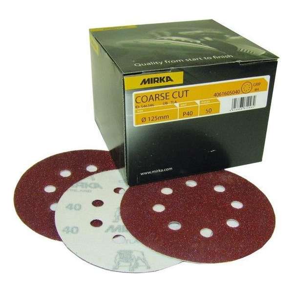 MIRKA Coarse Cut Schuurschijven 125mm met 8 gaten - P60 MIRKA Coarse Cut Schuurschijven 125mm met 8 gaten - P60
