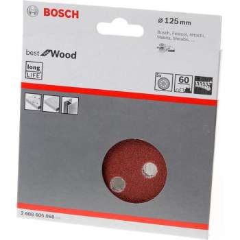Bosch Schuurschijf 8-gats wood and paint diameter 125mm K60 blister van 5 schijven