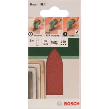 Bosch 5-delige schuurbladset voor deltaschuurmachines, adapter 32 mm - korrel 240