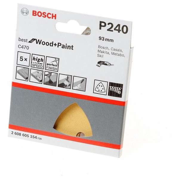Bosch Schuurvel delta wood and paint K240 blister van 5 vellen Bosch Schuurvel delta wood and paint K240 blister van 5 vellen
