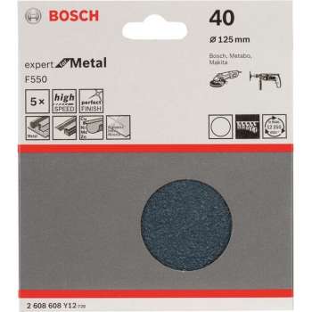 Bosch 2608608Y12 Schuurschijf F550 - K40 - 125mm (5st)