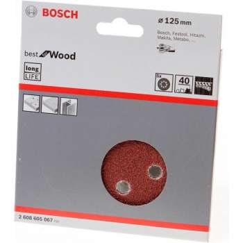 Bosch Schuurschijf 8-gats wood and paint diameter 125mm K40 blister van 5 schijven (Prijs per 2 stuks)