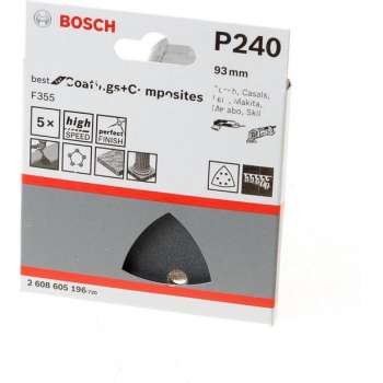 Bosch Schuurblad delta 93mm coating and composite K240 blister van 5 bladen