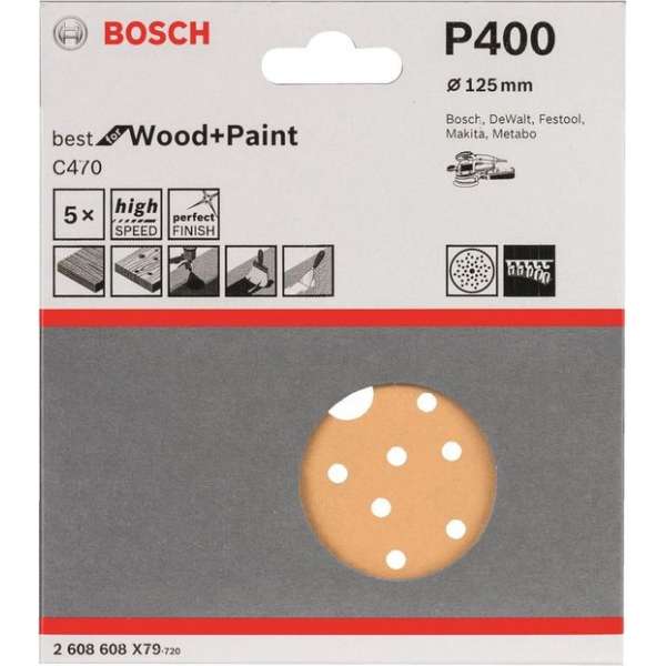Bosch 2608608X79 Schuurschijf C470 - K400 - 125mm (5st) Bosch 2608608X79 Schuurschijf C470 - K400 - 125mm (5st)