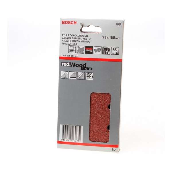 Bosch Schuurvel wood and paint 93 x 185mm K60 blister van 10 vellen Bosch Schuurvel wood and paint 93 x 185mm K60 blister van 10 vellen