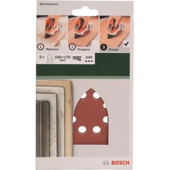 Bosch 5-delige schuurbladset voor multischuurmachines 100 x 170 mm - korrel 240