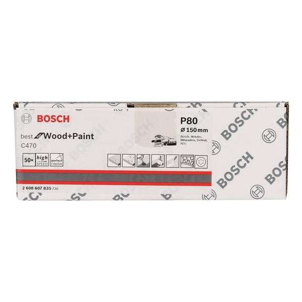Bosch 2608607835 Schuurschijf C470 - K80 - 150mm (50st) Bosch 2608607835 Schuurschijf C470 - K80 - 150mm (50st)