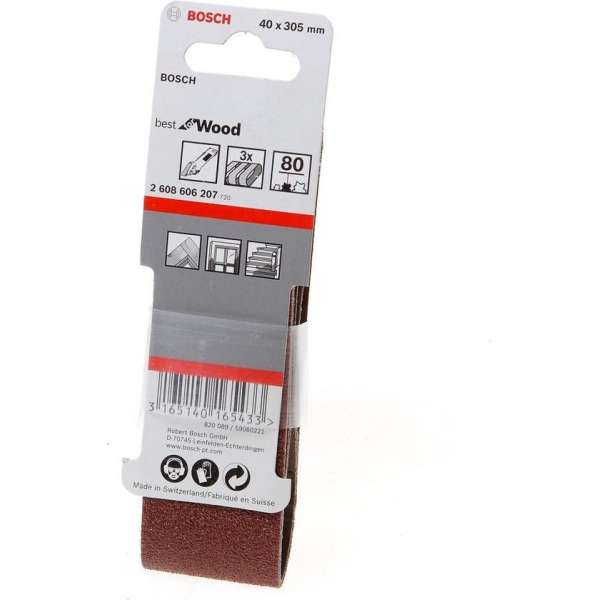 Bosch Schuurband 40 x 305mm K80 blister van 3 banden (Prijs per 2 stuks) Bosch Schuurband 40 x 305mm K80 blister van 3 banden (Prijs per 2 stuks)