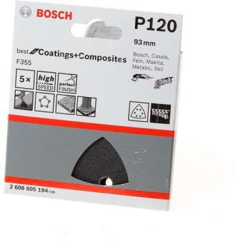 Bosch Schuurblad delta 93mm coating and composite K120 blister van 5 bladen