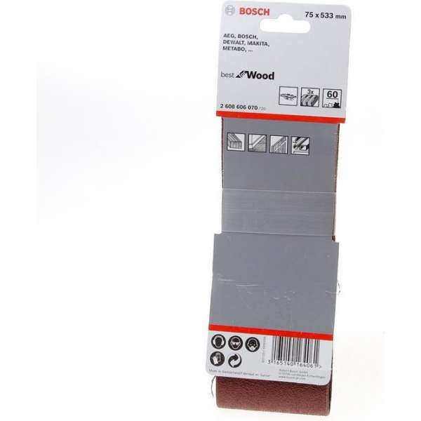 Bosch - 3-delige schuurbandset 75 x 533 mm - 60 Bosch - 3-delige schuurbandset 75 x 533 mm - 60