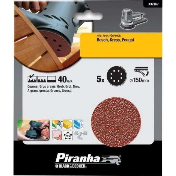 Piranha Schuurschijf excentrische schuurmachine 115mm, 40K 5 stuks X32167 Piranha Schuurschijf excentrische schuurmachine 115mm, 40K 5 stuks X32167