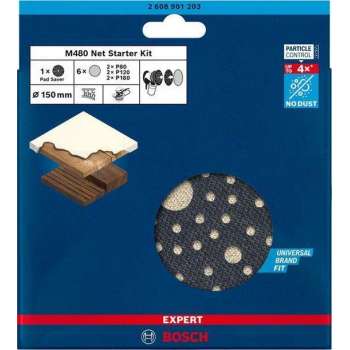 Bosch Accessories EXPERT M480 2608901203 Schuurnetset Geperforeerd Korrelgrootte 80, 80, 120, 120, 180, 180 (Ø) 150 mm 7 stuk(s)