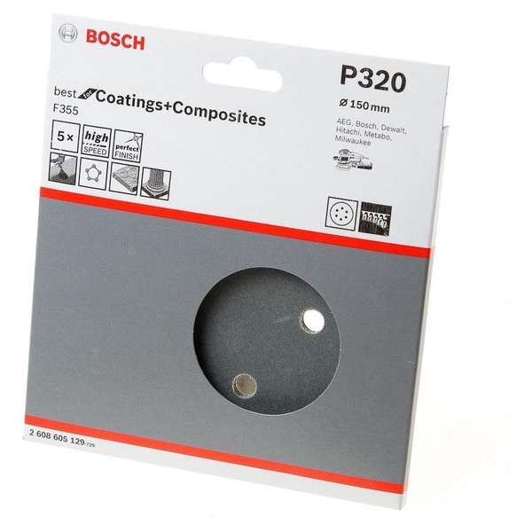 Bosch Schuurschijf coating and composites diameter 150mm K320 blister van 5 schijven Bosch Schuurschijf coating and composites diameter 150mm K320 blister van 5 schijven