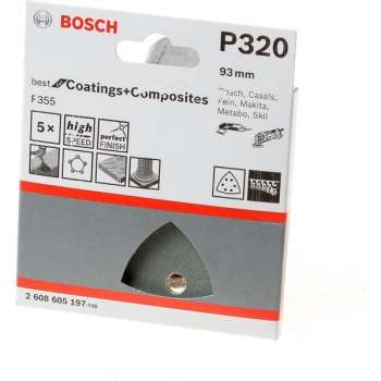 Bosch Schuurblad delta 93mm coating and composite K320 blister van 5 bladen