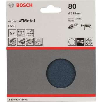 Bosch 2608608Y15 Schuurschijf F550 - K80 - 125mm (5st)