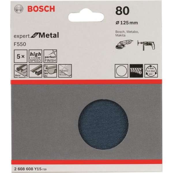 Bosch 2608608Y15 Schuurschijf F550 - K80 - 125mm (5st)