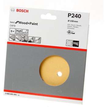 Bosch Schuurschijf wood and paint diameter 150mm K240 blister van 5 schijven