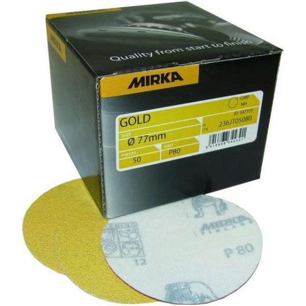 MIRKA Gold Schuurschijven 77mm zonder gaten - P500 MIRKA Gold Schuurschijven 77mm zonder gaten - P500