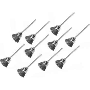 Set van 30 mini metaalborstels (messing), paraplu. 3.175 mm