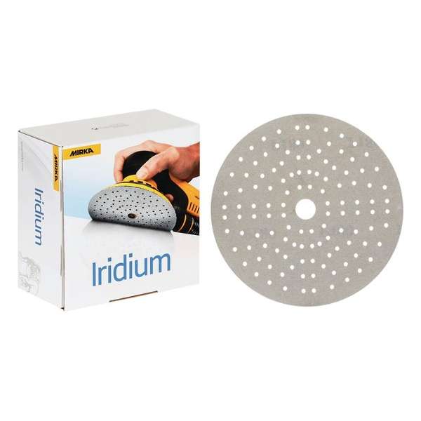 MIRKA Iridium 150mm Velcro 121 gaten P 180 - 100 st in doos MIRKA Iridium 150mm Velcro 121 gaten P 180 - 100 st in doos