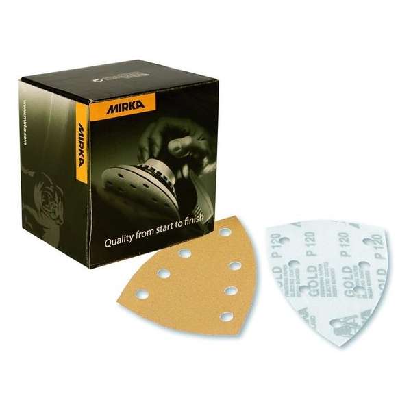 MIRKA Gold Delta Schuurpapier 100x152mm met 7 gaten - P180 MIRKA Gold Delta Schuurpapier 100x152mm met 7 gaten - P180