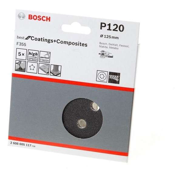 Bosch Schuurschijf coating and composites diameter 125mm K120 blister van 5 schijven