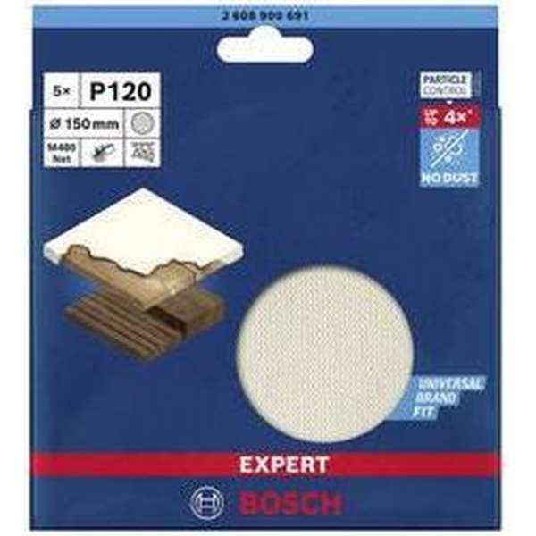 Bosch 2608900691 EXPERT M480 Schuurnet Best for Wood and Paint, diameter 150 mm, korrel 120, 5x Bosch 2608900691 EXPERT M480 Schuurnet Best for Wood and Paint, diameter 150 mm, korrel 120, 5x