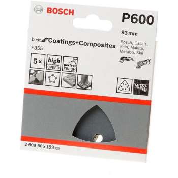 Bosch Schuurblad delta 93mm coating and composite K600 blister van 5 bladen