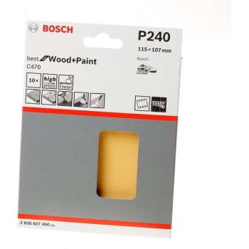 Bosch Schuurvel klit wood and paint 115 x 107 K240 blister van 10 vellen