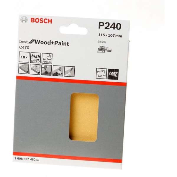 Bosch Schuurvel klit wood and paint 115 x 107 K240 blister van 10 vellen