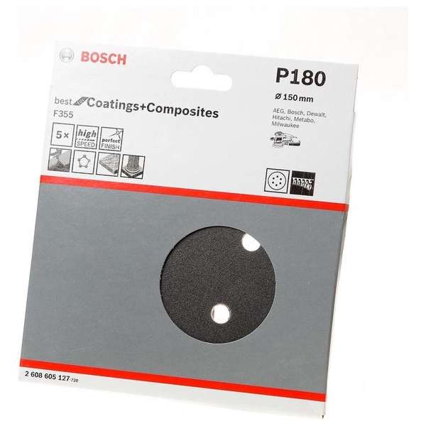 Bosch Schuurschijf coating and composites diameter 150mm K180 blister van 5 schijven Bosch Schuurschijf coating and composites diameter 150mm K180 blister van 5 schijven