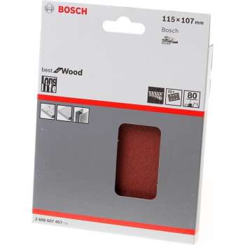 Bosch Schuurvel klit wood and paint 115 x 107 K80 blister van 10 vellen